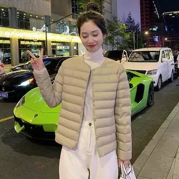 Легкое и теплое женское пальто из белого утиного пуха, простая и стильная верхняя одежда M