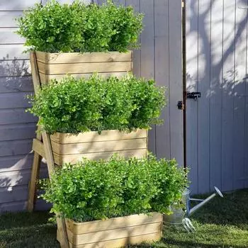 Легкое искусственное растение, устойчивое к выцветанию, красивое 7-вилочное эвкалиптовое зеленое украшение для сада