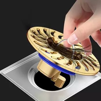 Легкое обслуживание и улучшенный отвод сточных вод с латунным волосоуловителем золотой