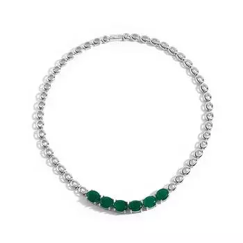 Легкое, роскошное, элегантное, майское ожерелье из натурального зеленого агата, драгоценный камень, серебряное 925, ювелирное украшение, подарок на женский юбилей и день рождения 45cm зелёный