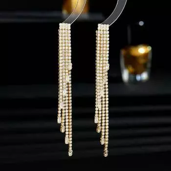 Легкое роскошное банкетное платье свадебные серьги невесты длинные модифицированные кисточки съемные серьги для ношения одной пары золотой