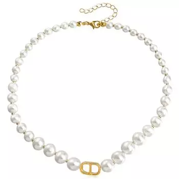 Легкое роскошное дизайнерское ожерелье из искусственного жемчуга класса люкс, колье на шею с темперой, цепочка на ключицу для женщин золотой