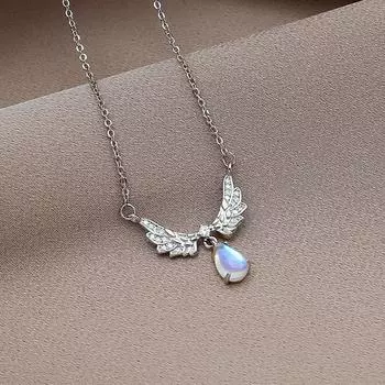 Легкое роскошное и ослепительное ожерелье из титановой стали с цирконием, женское элитное чувство, темперамент зимней любви, аксессуары для свитера One Size синий