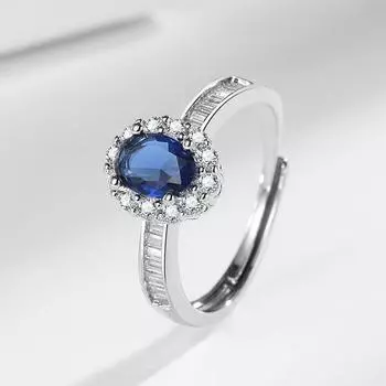 Легкое роскошное имитация натурального сапфира посеребренное открытое кольцо женское кольцо Seiko серебряные ювелирные изделия adjustable