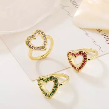 Легкое роскошное индивидуальное нишевое дизайнное цветное циркониевое кольцо Love Hollow для женщин и милых девушек и пожилых людей Opening adjustable