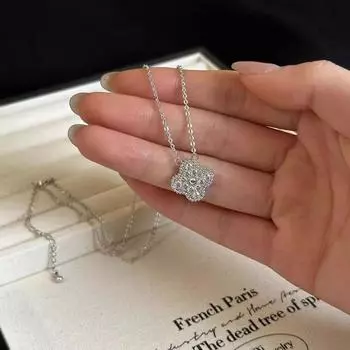 Легкое роскошное изящное женское ожерелье с четырьмя листочками клевера из титановой стали без потери цвета, цепочка на косточку из соломы премиум-класса Feeling Lucky