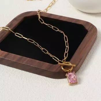 Легкое роскошное изумрудное ожерелье для женщин с геометрическим квадратным кулоном, темпераментная высококачественная цепочка на ключицу OT