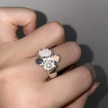 Легкое роскошное изысканное кольцо с жемчугом из опала, модные ювелирные изделия высокого класса, открытое кольцо из стерлингового серебра 925 пробы для женщин opening adjustable