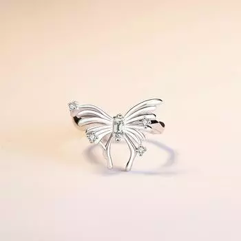 Легкое роскошное кольцо-бабочка из циркона для женщин, нишевое, с милыми инновациями, регулируемое кольцо