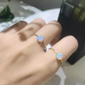 Легкое роскошное кольцо из стерлингового серебра 925 пробы с одним опалом Кольцо с австралийским опалом и огненным опалом 6