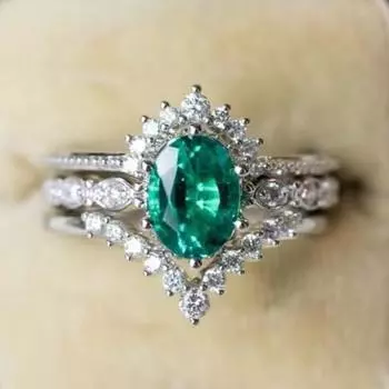 Легкое роскошное кольцо-комплект, универсальное изысканное украшение из трех частей, свадебное украшение на руку для помолвки. No. 5