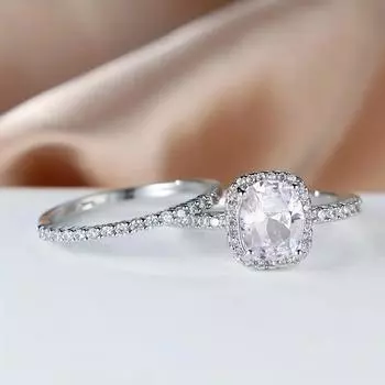 Легкое роскошное кольцо с четырьмя когтями, инкрустированное, геометрическое кольцо для женщин, подходящее к помолвочному платью No. 6