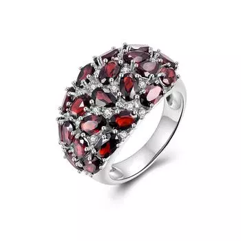 Легкое роскошное кольцо с гранатом и декоративным дизайном с натуральными драгоценными камнями, ювелирные изделия из стерлингового серебра 925 пробы для женщин, носящих юбилейные вечеринки 8# красный