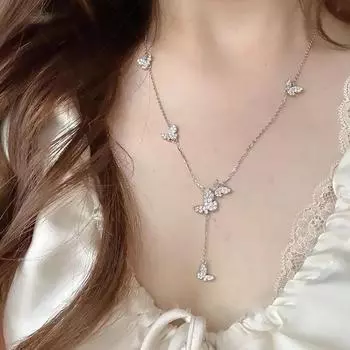 Легкое роскошное милое ожерелье с бахромой в виде бабочки, женское, нишевое, с высоким чувством индивидуальности, модное, темпераментное, универсальное, цепочка на шею, цепочка на ключицу