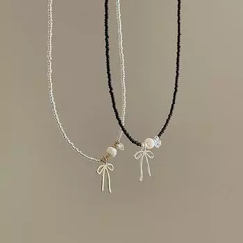 Легкое роскошное милое жемчужное ожерелье с бантом из бисера женское ретро элегантное модное индивидуальное универсальное ожерелье на шею ключичная цепочка