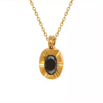 Легкое роскошное модное ожерелье с холодным ветром и черным цирконием, геометрическая цепочка на ключицу, гальваническое покрытие из 18-каратного золота