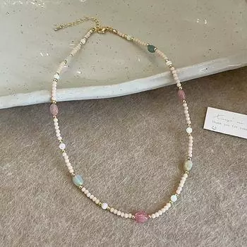 Легкое роскошное нишевое цветное ожерелье из натурального камня с бусинами, женская индивидуальность, уникальный модный тренд, универсальная цепочка на шею, цепочка на ключицу