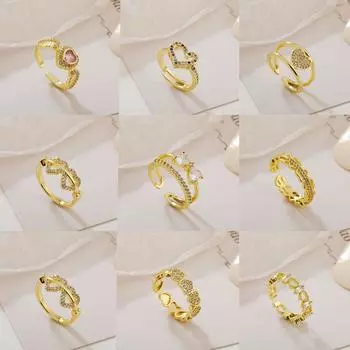 Легкое роскошное нишевое открытие High Sense Fashion Zircon Ring женское простое регулируемое кольцо Opening adjustable