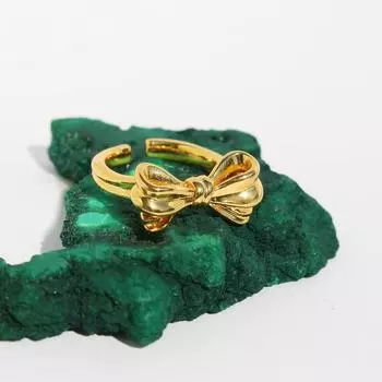 Легкое роскошное нишевое позолоченное настоящее золотое плиссированное трехмерное кольцо с бантом, регулируемое, многослойное, соединительное кольцо 974 Opening adjustable золотой