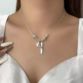 Легкое роскошное нишевое серебряное ожерелье с пятиконечной звездой и микрошипами, цепочка на ключицу из бисера, модные украшения Джокер