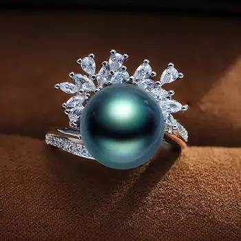 Легкое роскошное нишевое зеленое сосновое жемчужное цирконовое кольцо высокого качества, блестящее AAA, для посещения банкета, мероприятия, вечеринки, свадьбы, юбилея, подарка resizable зелёный