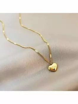 Легкое роскошное ожерелье из титановой стали в форме сердца для женщин - элегантная, универсальная цепочка на ключицу, не выцветающий аксессуар для пары 1#