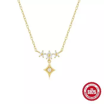 Легкое роскошное ожерелье на ключицу из стерлингового серебра S925 с простым ветром и нежным цветком и звездой премиум-дизайна для женщин 925 silver золотой