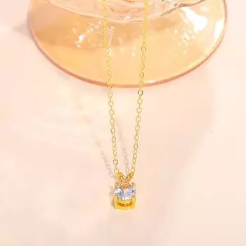 Легкое роскошное ожерелье с четырьмя когтями инкрустированное круглым цирконием Женское индивидуальное универсальное ожерелье на ключицу золотой