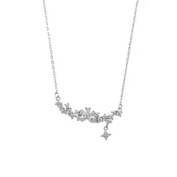 Легкое роскошное ожерелье с цветком и четырьмя конечными звездами, новая нишевая высококачественная минималистская темпераментная цепочка на ключицу