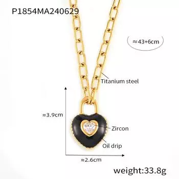 Легкое роскошное ожерелье с подвеской в форме сердца из циркония на ключицу, ретро-темперамент, титановая сталь, покрытая золотом 18 карат, для женщин