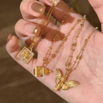 Легкое роскошное ожерелье с подвеской в виде ангела из тыквы Fritillary, женское, новое, китайское, ретро, модное, темпераментное, универсальное, цепочка на шею, цепочка на свитер