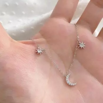 Легкое роскошное ожерелье со звездами и луной для женщин, персонализированные и передовые дизайнерские аксессуары, новая ключичная цепочка