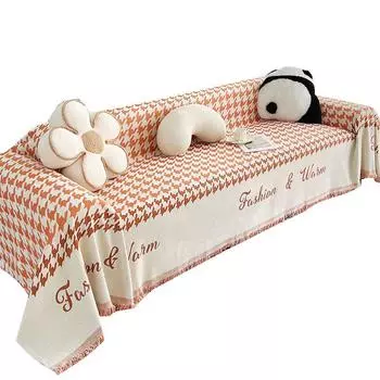 Легкое роскошное полотенце для дивана из шенилла, всесезонный чехол для подушки, цельный кусок с узором «гусиная лапка», универсальный чехол «все включено» 110*110cm