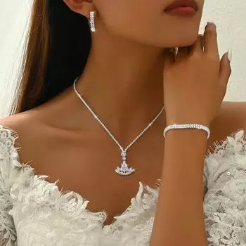 Легкое роскошное прохладное темпераментное цельное ожерелье из голого циркония, серьги, комплект, подвеска для парусного спорта, ожерелье премиум-класса, цепочка на ключицу