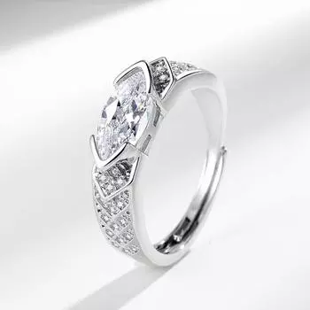 Легкое роскошное стильное кольцо с открытым темпераментом и цирконием в виде конского глаза для женщин на указательный палец adjustable