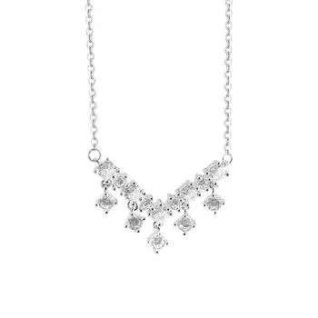 Легкое роскошное сверкающее бриллиантовое V-образное ожерелье с кисточками для женщин с элегантностью высокого класса и украшением в виде цепочки на ключицу