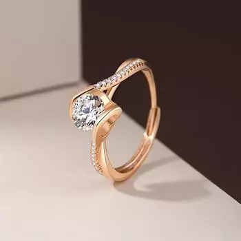 Легкое роскошное темпераментное кольцо с инкрустацией из циркона Love Twisted Arm Ring для женщин