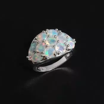Легкое роскошное великолепное кольцо с натуральным опалом из стерлингового серебра 925 пробы, изысканные ювелирные украшения для женщин, юбилеев, банкетов и праздников. US RING SIZE:7# белый