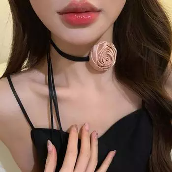 Легкое роскошное высококачественное атласное розовое кружевное ожерелье из розового золота, женская милая изысканная персонализированная модная цепочка на шею, цепочка на ключицу