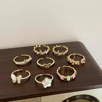 Легкое роскошное высококачественное открытое кольцо в виде цветка-бабочки для женщин, простое нишевое индивидуальное универсальное кольцо