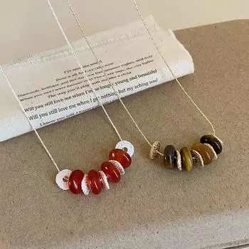 Легкое роскошное высококачественное ожерелье из агата с тигровым глазом, женская простая индивидуальная модная универсальная цепочка на шею, цепочка на свитер