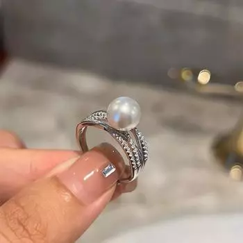 Легкое роскошное высококачественное жемчужное кольцо, женское простое кольцо на указательный палец, изысканное регулируемое кольцо, темпераментные ювелирные изделия Adjustable Opening