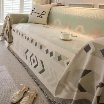 Легкое роскошное жаккардовое одеяло для дивана, универсальное шенильное геометрическое полотенце для дивана, двухстороннее, нескользящее, для дивана 180x130cm1pcs