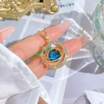 Легкое роскошное звездное небо планета кулон ожерелье женские ювелирные изделия вечерние аксессуары подарки