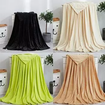 Легкое тонкое моющееся фланелевое одеяло, пледы, супер теплые мягкие одеяла, накидка для дивана/кровати/дорожного лоскутного однотонного покрывала 180*200cm чёрный