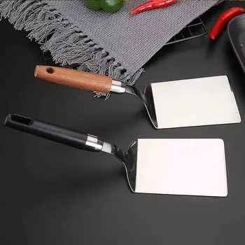 Легкоочищаемая лопатка для теста из нержавеющей стали с деревянной ручкой Инструменты для барбекю Жареная лопатка Кухонная утварь PP handle