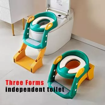Легкоочищаемое складное сиденье для приучения к горшку со стремянкой - удобное и безопасное приспособление для приучения к горшку для маленьких детей, в комплект входит нескользящий коврик
