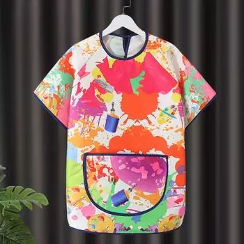 Легкоочищаемые нагрудники для рисования, водонепроницаемые нагрудники для выпечки, новые короткие рукава, фартук для рисования L1