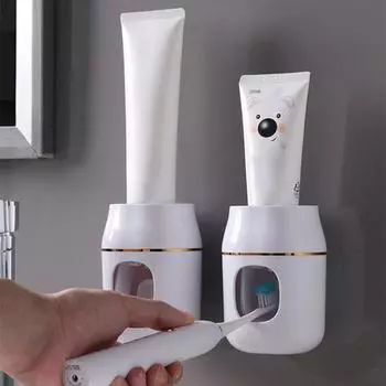 Легкоочищаемый дозатор зубной пасты настенный Удобный настенный автоматический серый