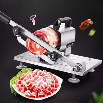 Легкоочищаемый резак для мяса Машина для резки замороженного мяса из нержавеющей стали с регулируемой толщиной Эргономичный дизайн Кухня для мяса серебряный